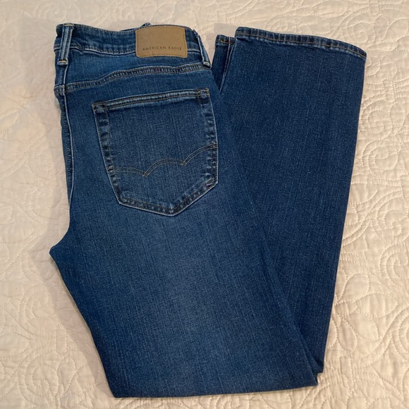 American Eagle Men’s Airflex + Original Bootcut Denim Blue Jeans US Size 29/30 - Picture 15 of 16